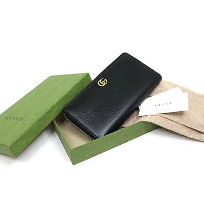 Pre-owned Gucci Black Leather Long Wallet (bi-fold) ()
