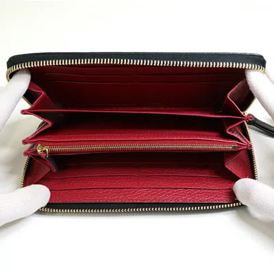 Pre-owned Gucci Black Leather Long Wallet (bi-fold) ()