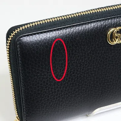 Pre-owned Gucci Black Leather Long Wallet (bi-fold) ()