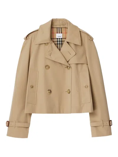 Burberry Double-breasted Trench Jacket In Neutral