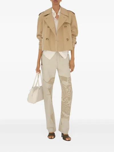 Burberry Double-breasted Trench Jacket In Neutral