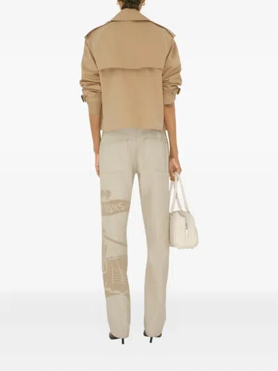 Burberry Double-breasted Trench Jacket In Neutral