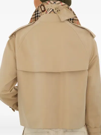 Burberry Double-breasted Trench Jacket In Neutral