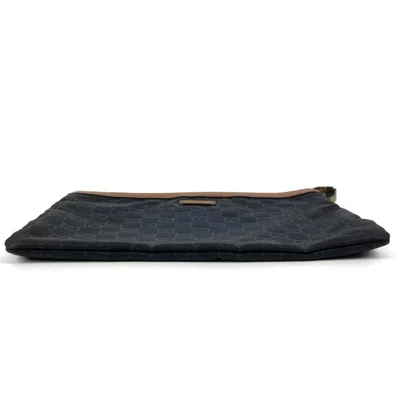 Pre-owned Gucci Navy Leather Nylon Clutch Bag () In Blue