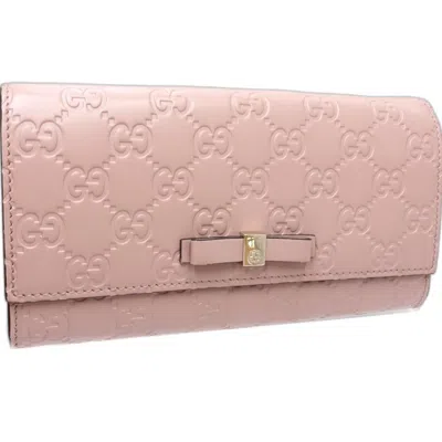 Pre-owned Gucci Pink Leather Long Wallet (bi-fold) ()