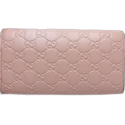 Pre-owned Gucci Pink Leather Long Wallet (bi-fold) ()