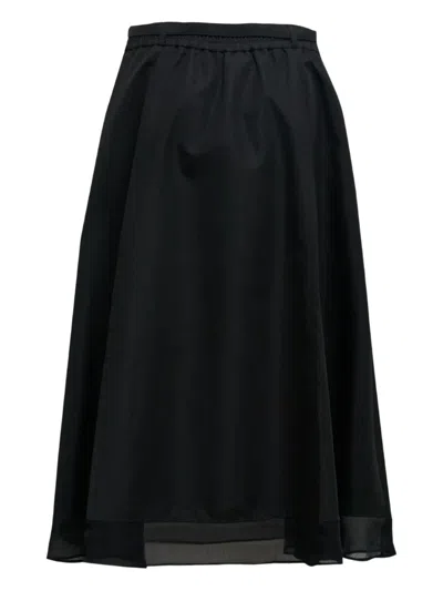3.1 Phillip Lim Belted Midi Skirt With Chiffon Hem Black