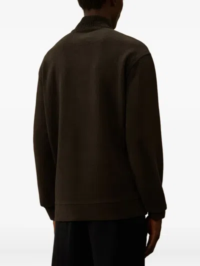 C.p. Company Zip-fastening Lens-detail Sweater In Black