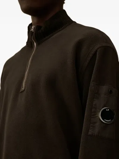 C.p. Company Zip-fastening Lens-detail Sweater In Black