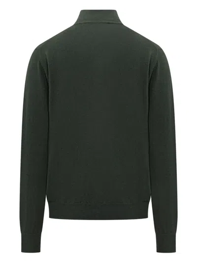 Filippo De Laurentiis Wool Sweater With Half Zip Green In Green