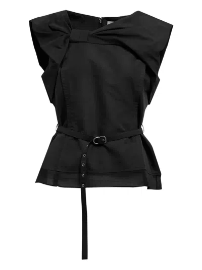 3.1 Phillip Lim Draped Bow Belted Shell Top In Black