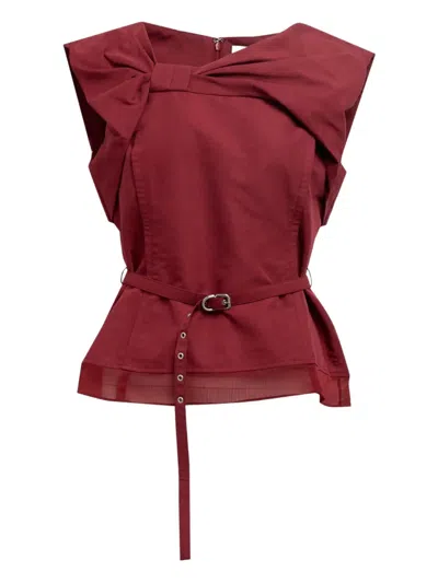 3.1 Phillip Lim Draped Bow Belted Shell Top In Red