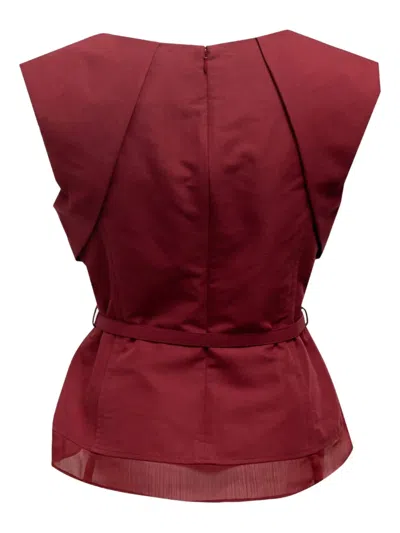 3.1 Phillip Lim Draped Bow Belted Shell Top In Red