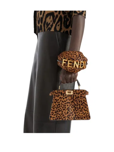Fendi Petite Peekaboo Iseeu Leopard-print Tote Bag In Brown