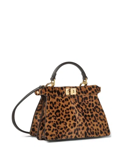 Fendi Petite Peekaboo Iseeu Leopard-print Tote Bag In Brown