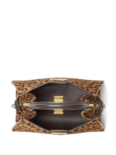 Fendi Petite Peekaboo Iseeu Leopard-print Tote Bag In Brown