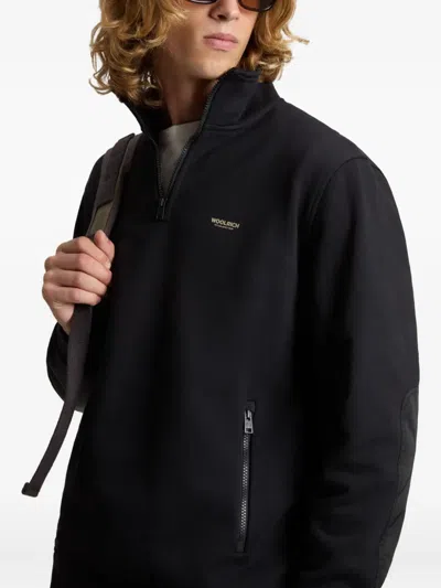 Woolrich Zip Sweatshirt In Black