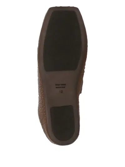 Uma Wang Leather Slippers With Flat Sole And Squared Toe In Brown