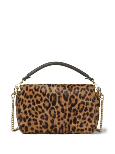 Fendi Mini Baguette Bag In Printed Ponyeffect Calfskin Leather In Brown