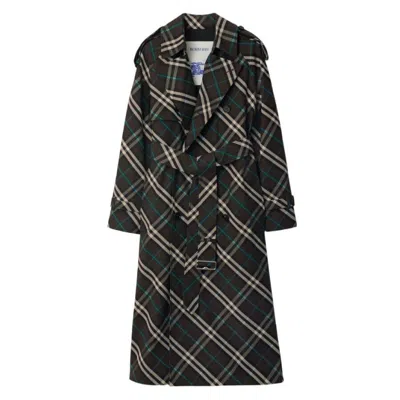 Burberry Snug Check-print Long Trench Coat In Multi