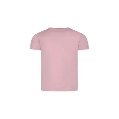 Moncler Kids Logo Embroidered Jersey T-shirt In Pink