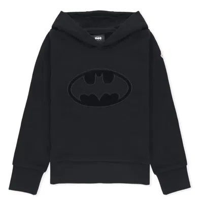 Moncler Kids Batman Logo Cotton Hoodie In Black