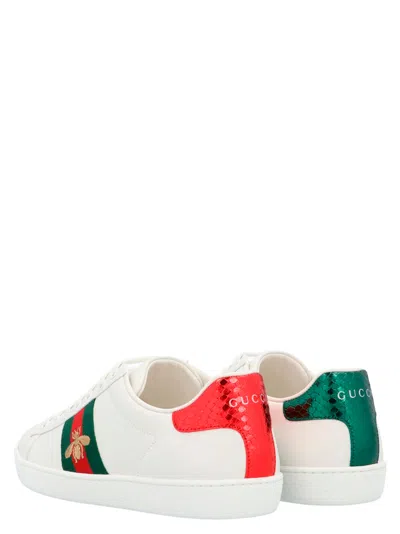 Gucci Ace Leather Sneakers In White