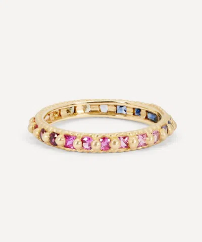 Polly Wales 18ct Gold Rainbow Mixed Cut Ramona Band Ring In Gold