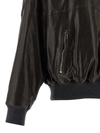 Brunello Cucinelli Aviator Leather Bomber In Brown