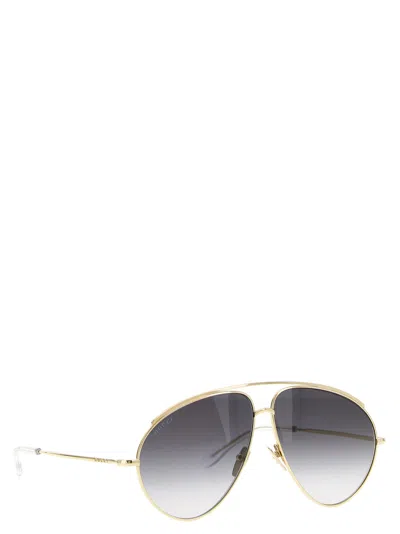 Gucci Gold Metal Aviator Sunglasses Women In Gold
