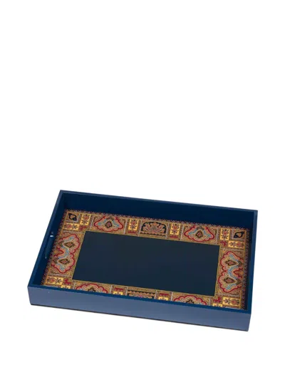 Etro Home Cachemire Rectangular Large Tray In Blue