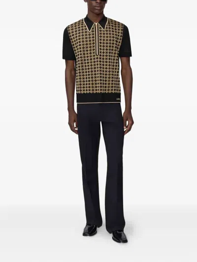 Amiri Zip Detail Ribbed T-shirt In Brown