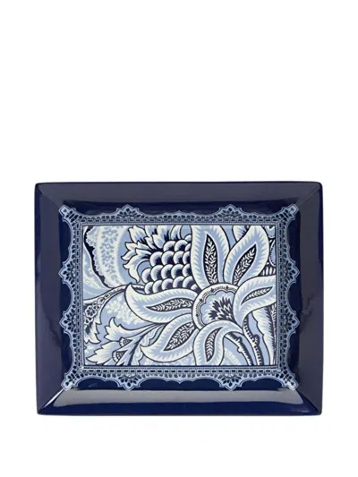 Etro Home Bloom Rectangular Trinket Tray In Blue