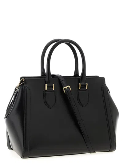 Alexander Mcqueen Large Leather Shoulder Bag With Canvas Lining In Purple