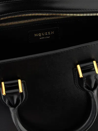 Alexander Mcqueen Large Leather Shoulder Bag With Canvas Lining In Purple