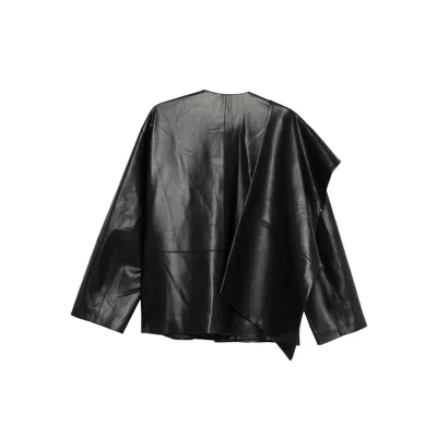 Viktoria Chan Asymmetric Faux-leather Jacket In Black