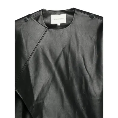 Viktoria Chan Asymmetric Faux-leather Jacket In Black