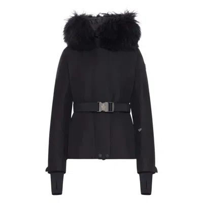 Moncler Laplance Gore-tex Shearling-trimmed Hooded Down Ski Jacket In Blue