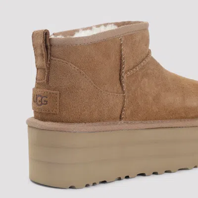Ugg Classic Ultra Mini Suede Flatform Boots In Brown