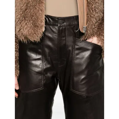 Nili Lotan Leather Pants In Brown