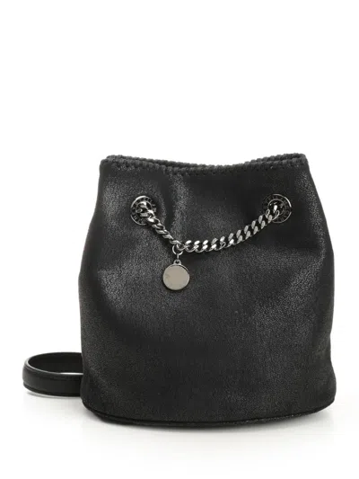 Stella Mccartney Bucket Bag Eco Shaggy Deer W/gold Color Chain Polyester Black Crossbody Bags Black In Black
