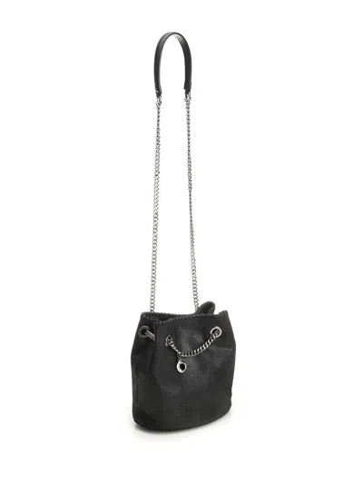 Stella Mccartney Bucket Bag Eco Shaggy Deer W/gold Color Chain Polyester Black Crossbody Bags Black In Black