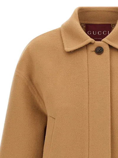 Gucci Caban Coat Coats And Trench Coats Beige In Brown