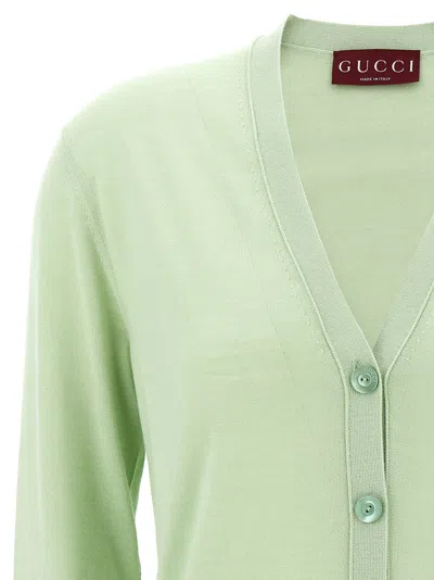 Gucci Cardigan Web Sweaters And Cardigans Green In Green