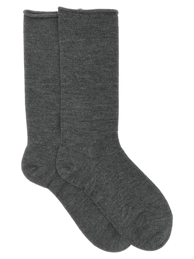 Brunello Cucinelli Cashmere Knit Mid-calf Length Socks In Gray