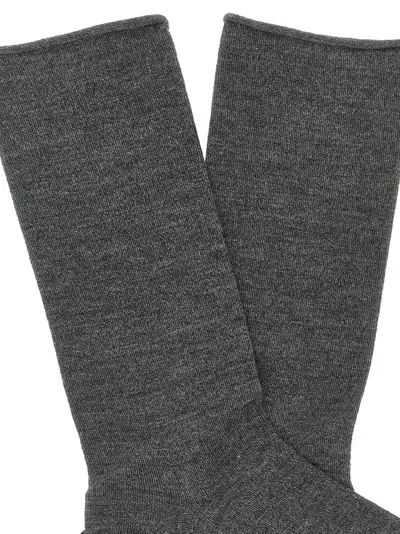 Brunello Cucinelli Cashmere Knit Mid-calf Length Socks In Gray