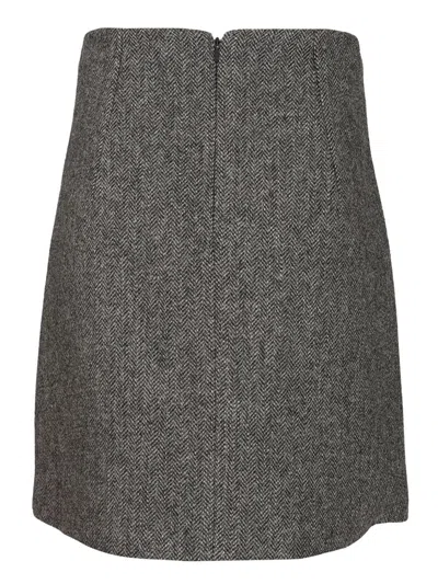 Weekend Max Mara Chevron Wool Skirt Skirts Grey In Gray