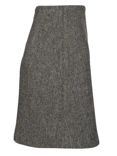 Weekend Max Mara Chevron Wool Skirt Skirts Grey In Gray