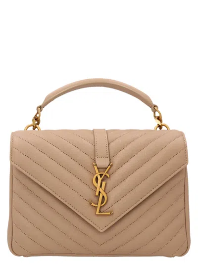 Saint Laurent College Crossbody Bags Beige