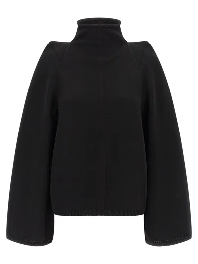 Rick Owens High Neck Long Sleeve Knit Sweater In Black